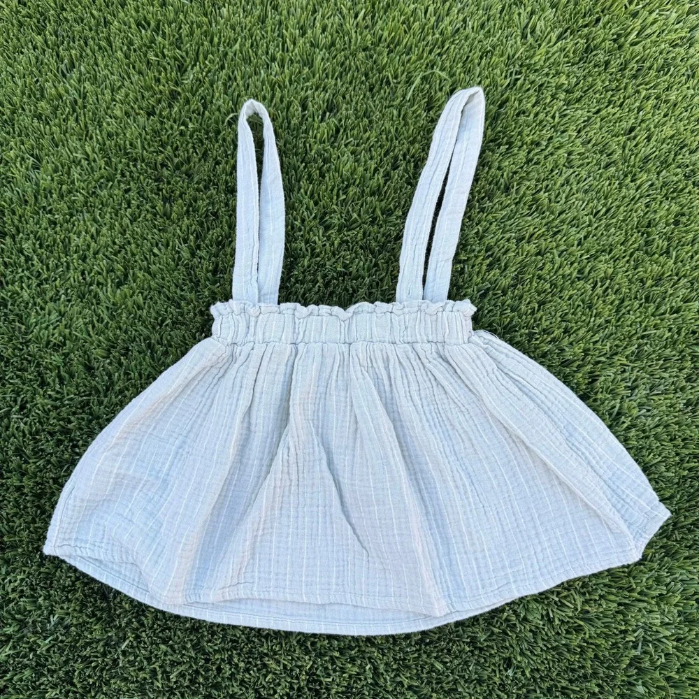 Disney Baby Blue Pinstripe Muslin Suspender Skirt Paperbag‎ Waist 6-9 Months